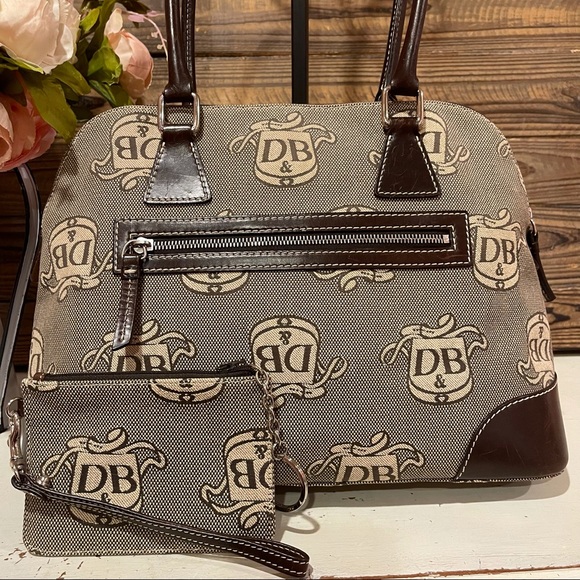 Dooney & Bourke Handbags - Dooney & Bourke Brown Donegal Crest Dome Satchel